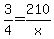 3%2F4+=+210%2Fx