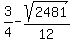 3%2F4+-+sqrt%282481%29%2F12