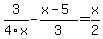 3%2F4x-%28x-5%29%2F3=x%2F2