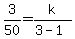 3%2F50=k%2F%283-1%29