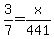 3%2F7=x%2F441