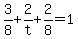 3%2F8%2B2%2Ft%2B2%2F8=1