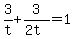 3%2Ft+%2B+3%2F%282t%29+=+1
