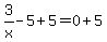3%2Fx-5%2B5=0%2B5