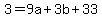 3=9a%2B3b%2B33