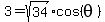3=sqrt%2834%29cos%28theta%29