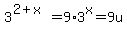 3%5E%282%2Bx%29=9%2A3%5Ex=9u