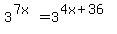 3%5E%287x%29=3%5E%284x%2B36%29