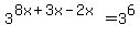 3%5E%288x%2B3x-2x%29=3%5E6