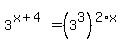 3%5E%28x%2B4%29+=+%283%5E3%29%5E%282%2Ax%29