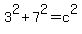 3%5E2%2B7%5E2=c%5E2