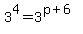 3%5E4=3%5E%28p%2B6%29