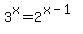 3%5Ex=2%5E%28x-1%29