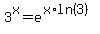 3%5Ex+=+e%5E%28x%2Aln%283%29%29