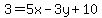 3+=+5x-3y%2B10