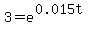 3+=+e%5E%280.015t%29