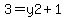 3+=+y2+%2B+1