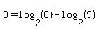3++=+log%282%2C%288%29%29+-+log%282%2C%289%29%29