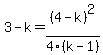 3-k=%284-k%29%5E2%2F4%28k-1%29