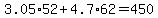 3.05%2A52%2B4.7%2A62=450