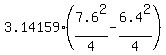 3.14159%2A%287.6%5E2%2F4-6.4%5E2%2F4%29