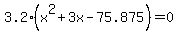 3.2%28x%5E2%2B3x-75.875%29=0