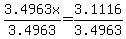 3.4963x%2F3.4963=3.1116%2F3.4963