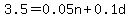 3.5+=+0.05n+%2B+0.1d