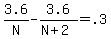 3.6%2FN+-+3.6%2F%28N%2B2%29+=+.3