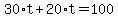 30%2At%2B20%2At=100