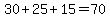 30%2B25%2B15=70