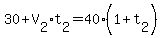 30%2BV%5B2%5D%2At%5B2%5D=40%281%2Bt%5B2%5D%29