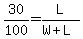 30%2F100=L%2F%28W%2BL%29