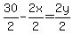 30%2F2-2x%2F2=2y%2F2