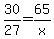 30%2F27+=+65%2Fx