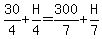 30%2F4+%2B+H%2F4+=+300%2F7+%2B+H%2F7