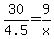 30%2F4.5+=+9%2Fx