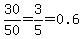 30%2F50=3%2F5=0.6