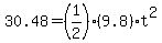 30.48=%281%2F2%29%289.8%29t%5E2