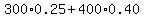 300%2A0.25%2B400%2A0.40