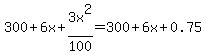 300%2B6x%2B3x%5E2%2F100+=+300%2B6x%2B0.75