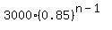 3000%2A%280.85%29%5E%28n-1%29