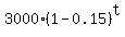 3000%2A%281-0.15%29%5Et