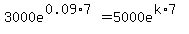 3000e%5E%280.09%2A7%29=5000e%5E%28k%2A7%29