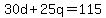 30d+%2B+25q+=+115