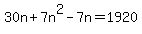 30n%2B7n%5E2-7n+=+1920