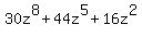 30z%5E8%2B44z%5E5%2B16z%5E2