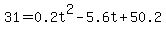 31=+0.2t%5E2+-5.6t+%2B+50.2