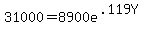 31000=8900e%5E%28.119Y%29