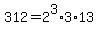 312=2%5E3%2A3%2A13